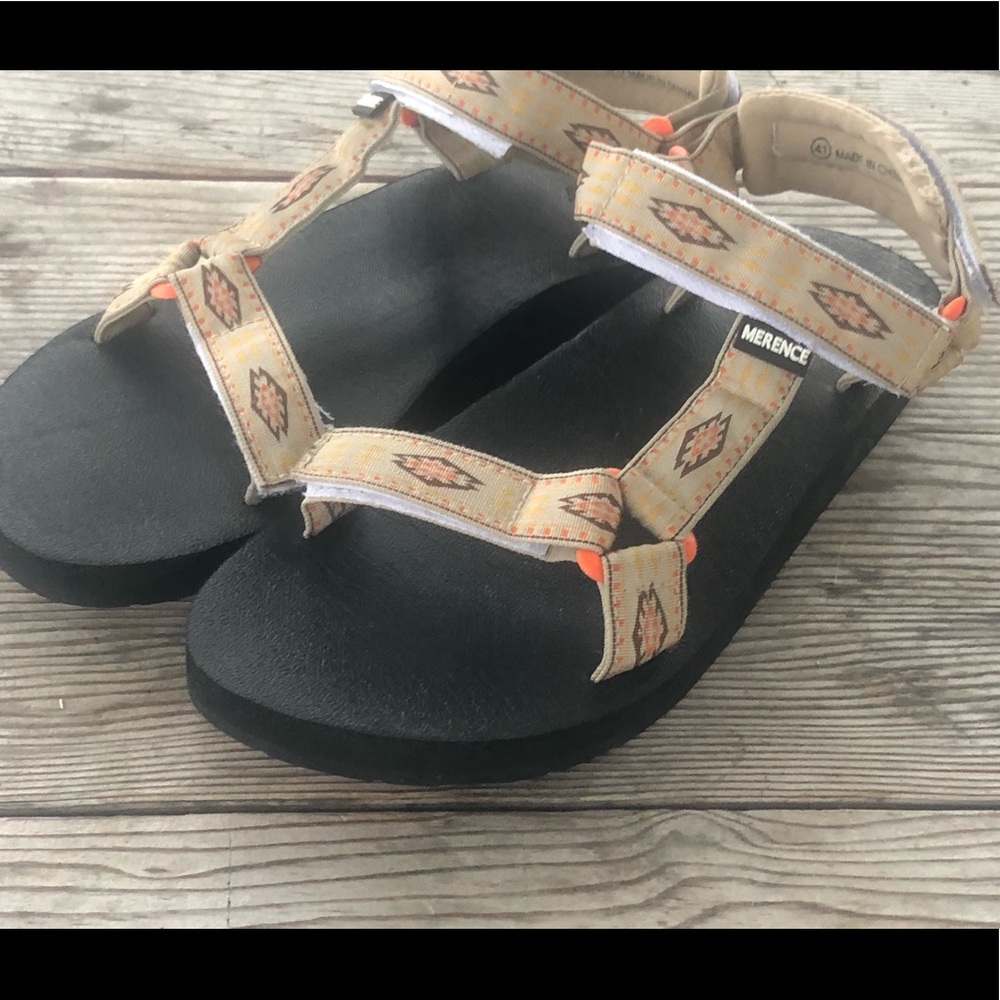 Merence Women’s Tan orange Velcro Ankle Strap Sandals Size 41/10US